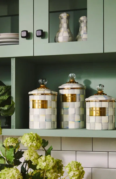 Mackenzie-childs Mackenzie Childs Sterling Check Enameled Steel Medium Canister In Blue