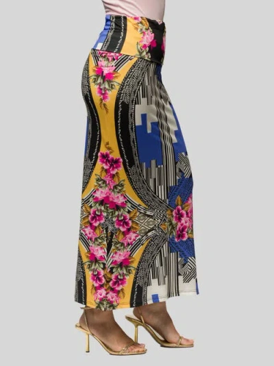 24seven Comfort Apparel Floral Print Foldover Waist Maxi Skirt In Multi