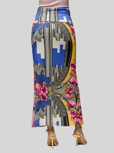 24seven Comfort Apparel Floral Print Foldover Waist Maxi Skirt In Multi