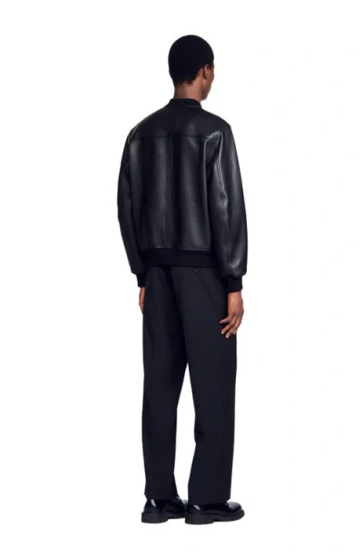 Sandro Leather Jacket In Black
