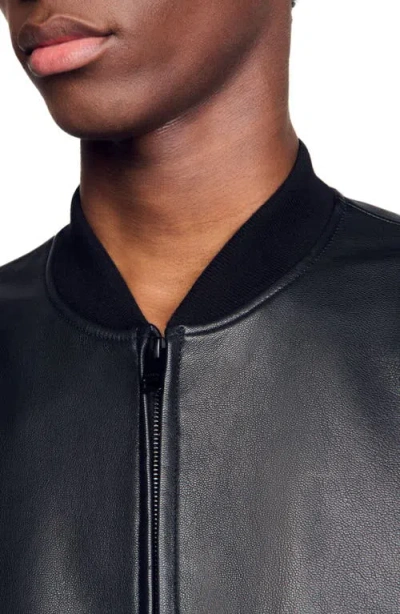 Sandro Leather Jacket In Black