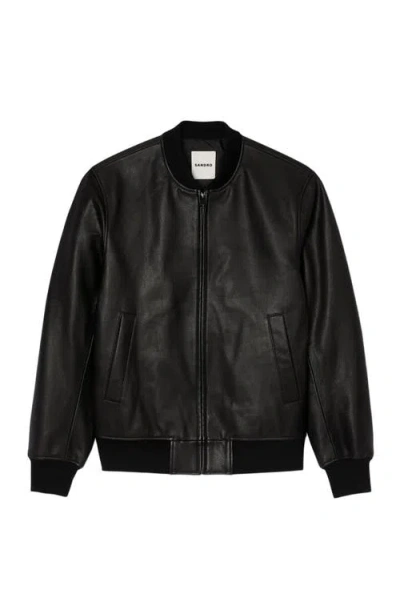 Sandro Leather Jacket In Black