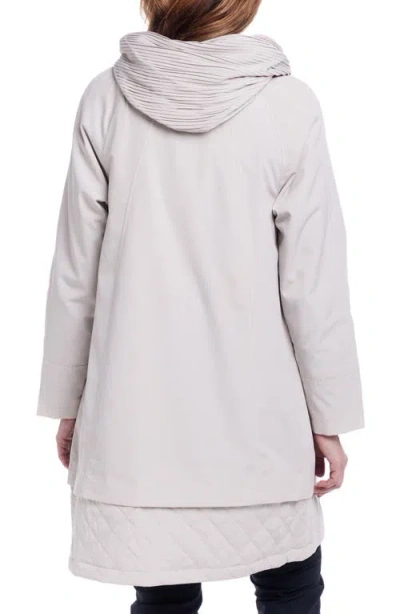 Gallery Water Resistant Hooded Rain Coat In Neutral