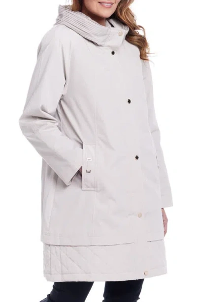 Gallery Water Resistant Hooded Rain Coat In Neutral