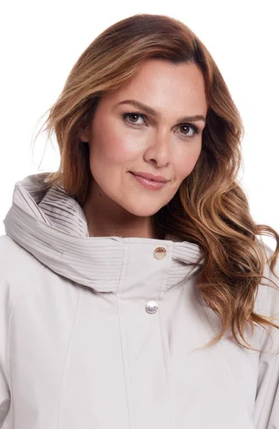 Gallery Water Resistant Hooded Rain Coat In Neutral