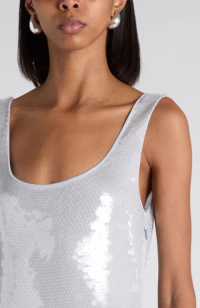 Bottega Veneta Scoop Neck Sleeveless Sequin Gown In Silver