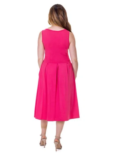 24seven Comfort Apparel V-neck Sleeveless Maxi Dress With Belt In Pink