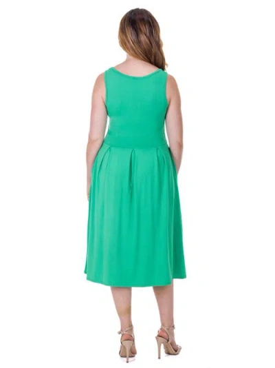 24seven Comfort Apparel V-neck Sleeveless Maxi Dress With Belt In Green
