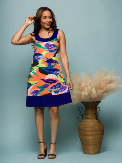 24seven Comfort Apparel Maternity Multicolor Scoop Neck Sleeveless Knee Length Dress In Multi