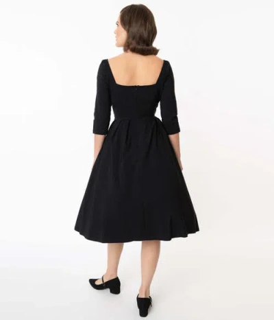 Unique Vintage Sweetheart Neckline Lamar Swing Dress In Black