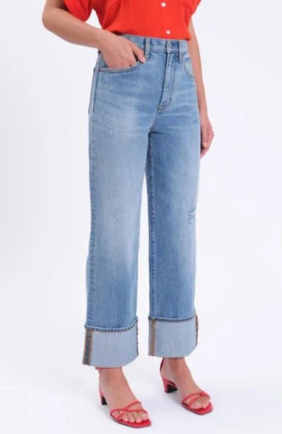 Daze Eastside High Waist Cuff Crop Straight Leg Jeans