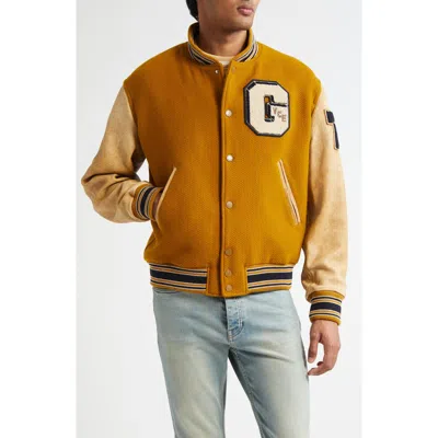 Golden Goose Wool And Leather Bomber Jacket In Brown