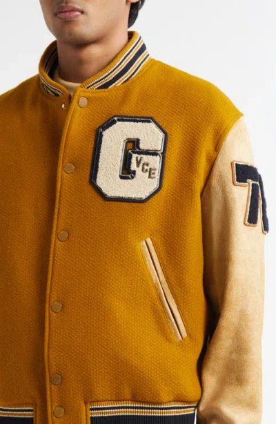 Golden Goose Wool And Leather Bomber Jacket In Brown