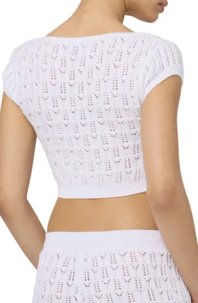 Florence By Mills Pointelle Cotton Blend Crop Sweater In White