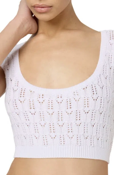 Florence By Mills Pointelle Cotton Blend Crop Sweater In White
