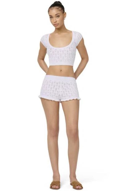 Florence By Mills Pointelle Cotton Blend Crop Sweater In White