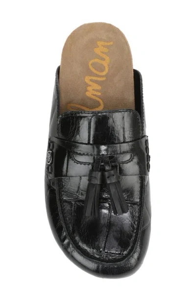 Sam Edelman Astrid Mule Black Croco Embossed Leather In Black