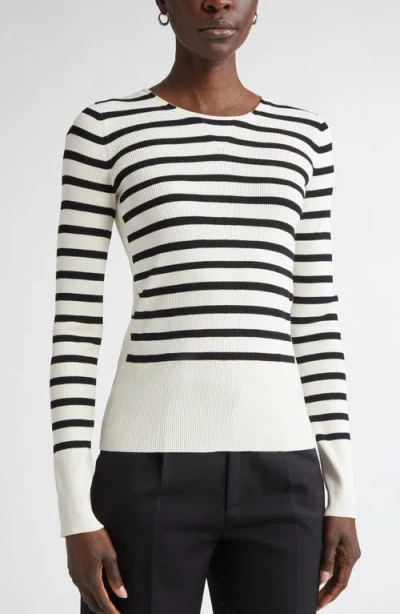 St John St. John Collection Breton Stripe Sweater In White