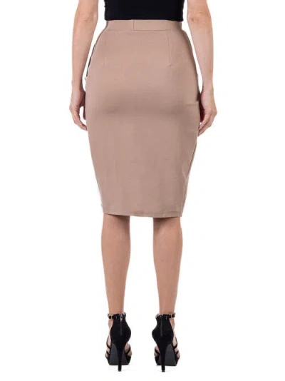 24seven Comfort Apparel Elastic Waist Knee Length Tulip Pencil Skirt In Neutral