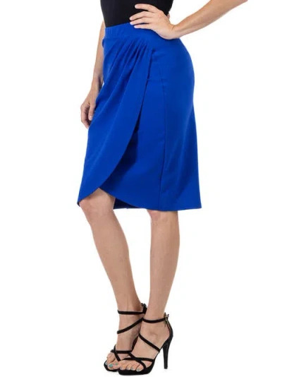 24seven Comfort Apparel Elastic Waist Knee Length Tulip Pencil Skirt In Blue
