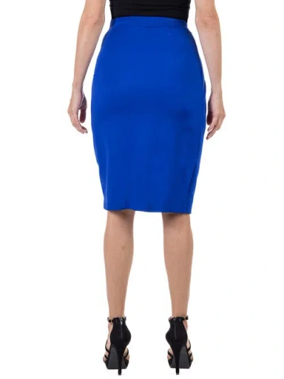 24seven Comfort Apparel Elastic Waist Knee Length Tulip Pencil Skirt In Blue
