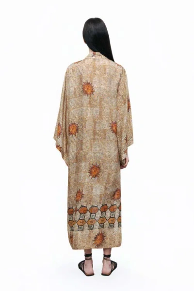 Nocturne Mosaic Patterned Kimono In Brown