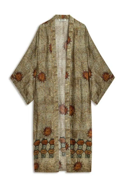 Nocturne Mosaic Patterned Kimono In Brown