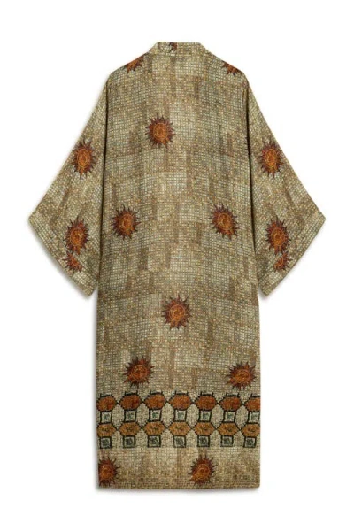 Nocturne Mosaic Patterned Kimono In Brown