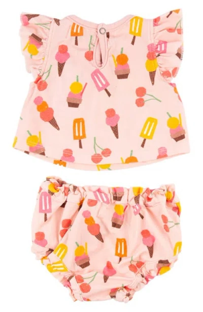 Miki Miette Yasi Flutter Sleeve Top & Bloomers Set In Pink