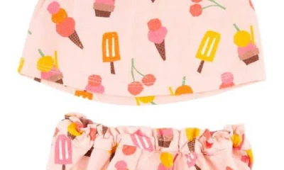 Miki Miette Yasi Flutter Sleeve Top & Bloomers Set In Pink