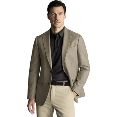 Charles Tyrwhitt Linen Cotton Jacket In Brown