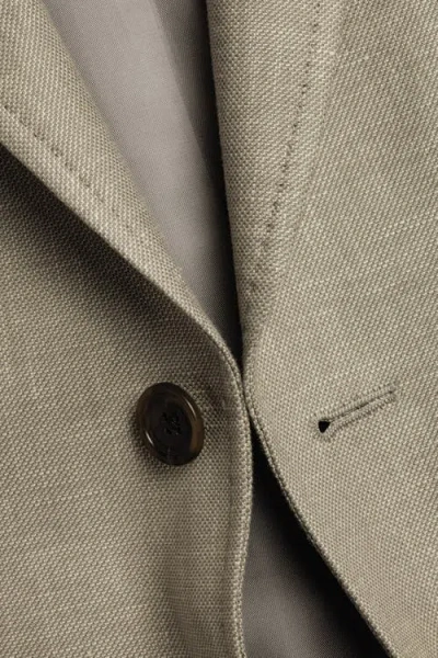 Charles Tyrwhitt Linen Cotton Jacket In Brown