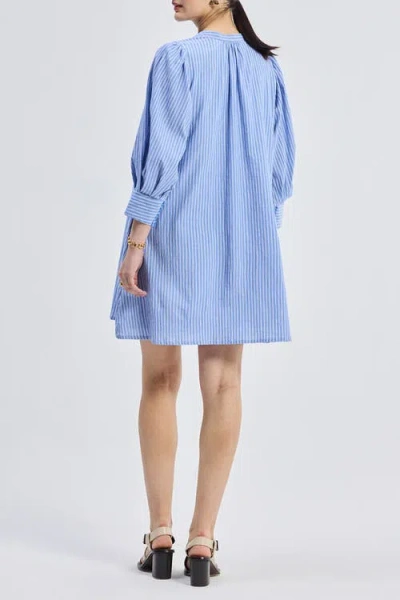 Reistor Oversized Tunic Dress With Cuffed Sleeves In Blue