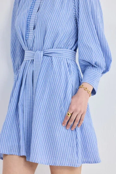 Reistor Oversized Tunic Dress With Cuffed Sleeves In Blue