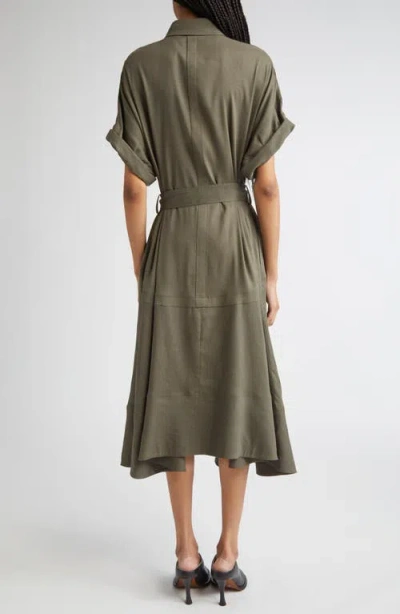 Proenza Schouler Scottie Linen Blend Belted Shirtdress In Gray