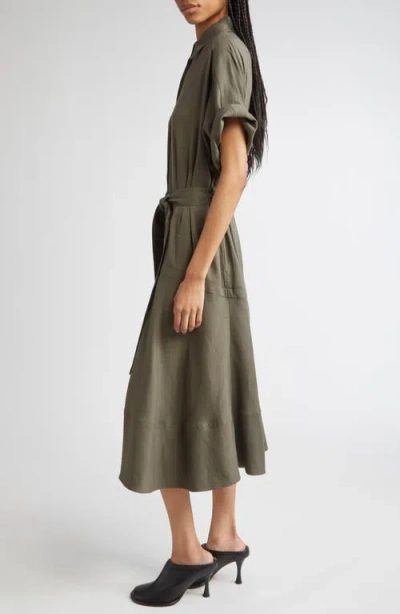 Proenza Schouler Scottie Linen Blend Belted Shirtdress In Gray