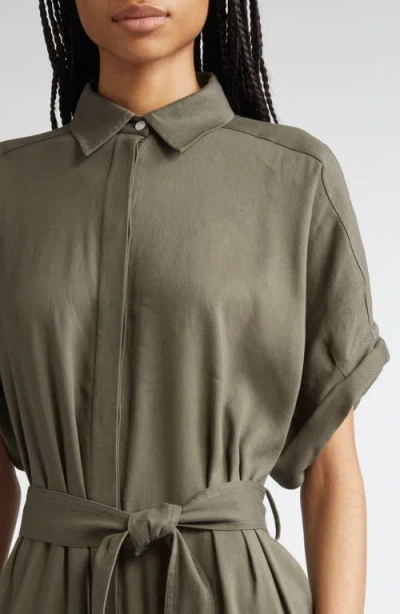 Proenza Schouler Scottie Linen Blend Belted Shirtdress In Gray