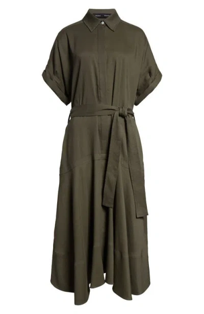 Proenza Schouler Scottie Linen Blend Belted Shirtdress In Gray