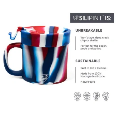Silipint 2 Pack 16oz Silicone Coffee Mug W/ Lid, The Patriot