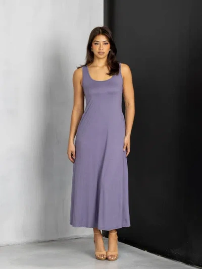 24seven Comfort Apparel Scoop Neck Sleeveless Maternity Maxi Dress With Pockets In Blue