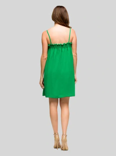 24seven Comfort Apparel Square Neck Spaghetti Strap Smocked Pocket Mini Dress In Green