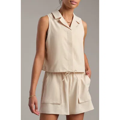 Rhone Mirage Sleeveless Performance Button-up Shirt In Neutral
