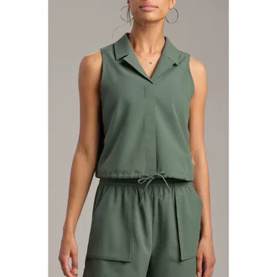 Rhone Mirage Sleeveless Performance Button-up Shirt In Green