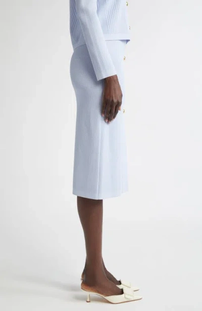 St John St. John Collection Mixed Stitch Flatback Rib Skirt In Blue