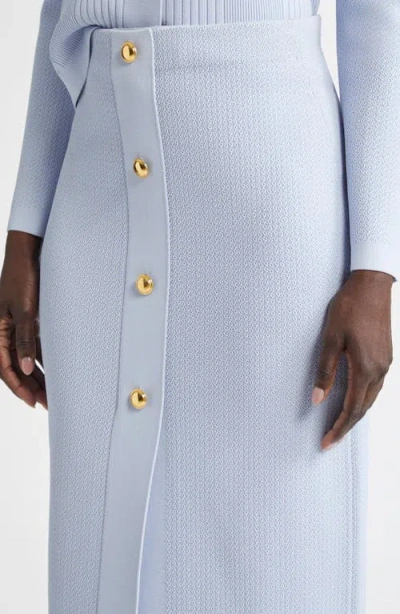 St John St. John Collection Mixed Stitch Flatback Rib Skirt In Blue