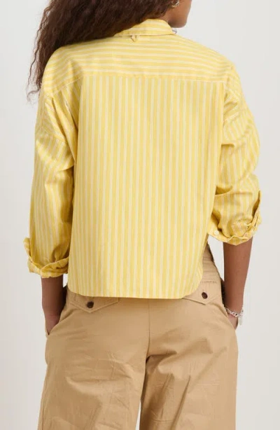 Alex Mill Jo Oxford Stripe Crop Cotton Button-up Shirt In Yellow