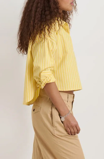 Alex Mill Jo Oxford Stripe Crop Cotton Button-up Shirt In Yellow