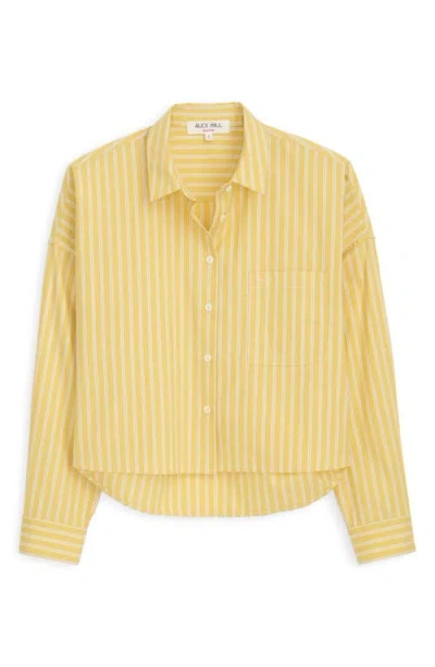 Alex Mill Jo Oxford Stripe Crop Cotton Button-up Shirt In Yellow