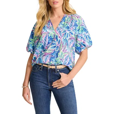 Tommy Bahama Frond Grove Puffed Sleeve Top In Blue