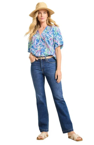 Tommy Bahama Frond Grove Puffed Sleeve Top In Blue